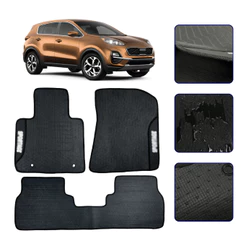 Jogo de Tapete Emborrachado para Sportage 2016 17 18 19 20 21 22 23 24 25 2026 Kit Automotivo
