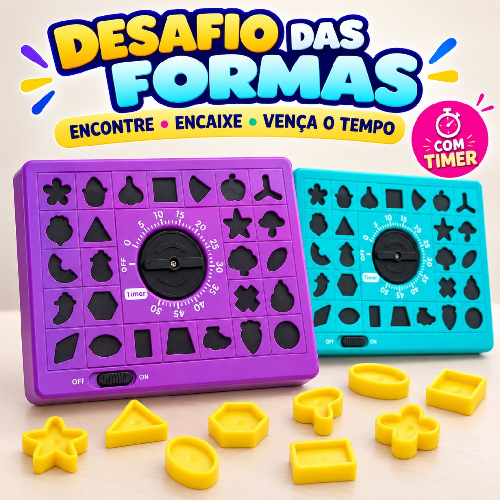 Jogo Contra o Tempo Brinquedo Interativo 26 Peças Educacional Raciocíno Lógico Formas Geométricas