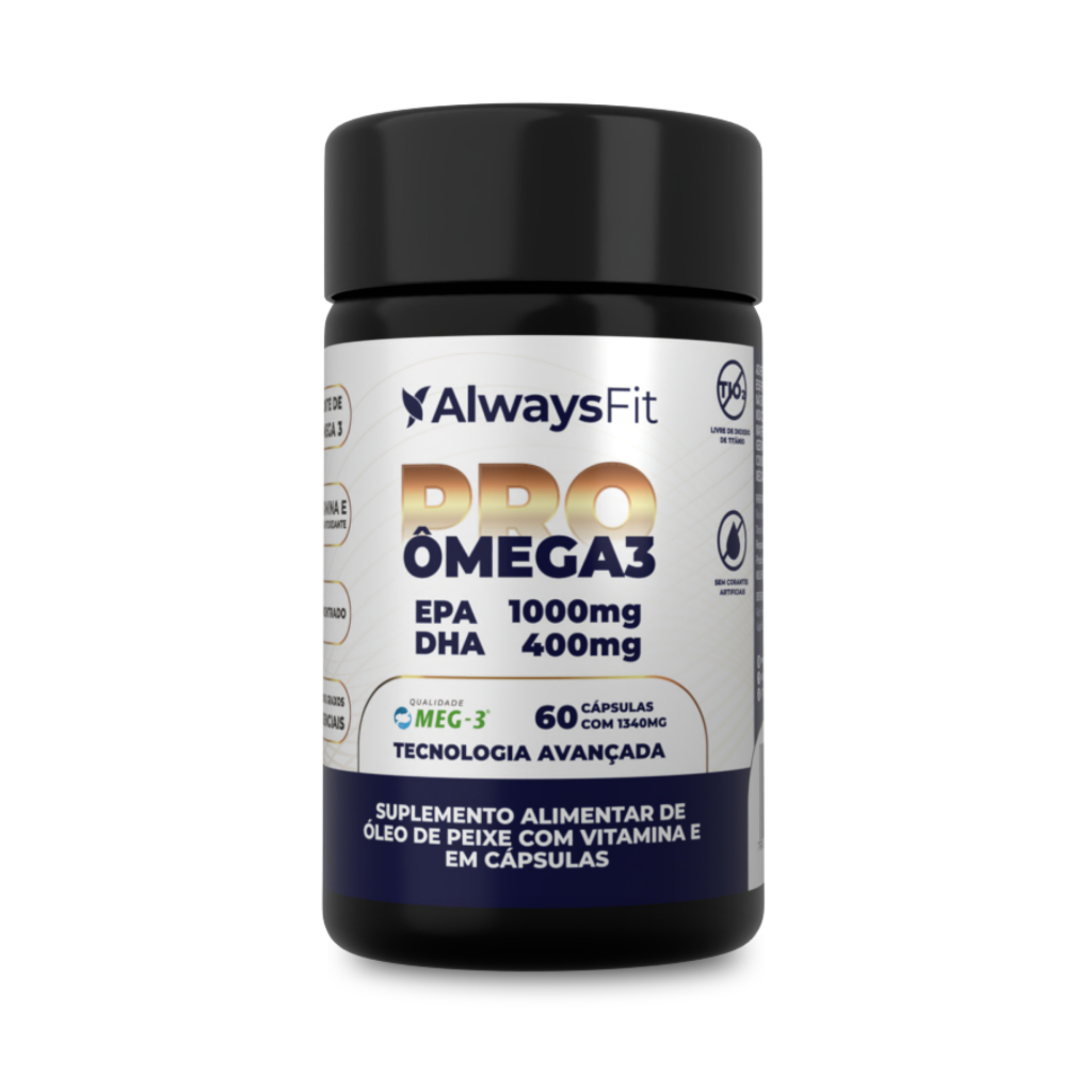 ProOmega 3 AlwaysFit - Alta Concentração 1000mg EPA + 400mg DHA - MEG-3 - 60 Cápsulas