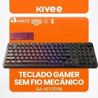 Kivee X Basike Teclado Mecânico Gamer Triplo Modo RGB ANBT2 Bluetooth 2.4G Fio Bateria 4000mAh 101 Teclas