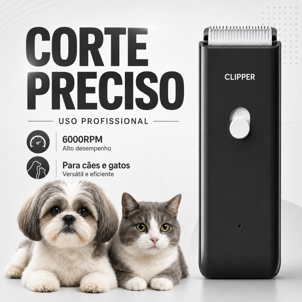 Aparador de pelos elétrico para cães e gatos, silencioso e à prova d’água, uso doméstico