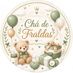 Mini Painel 50x50cm - Tema Chá de Fraldas Verde