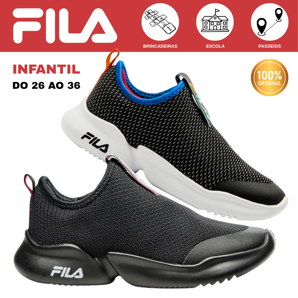 Tênis Infantil Fila Funny F04K004 Sem Cadarço Leve Macio Confortável Escola Passeios Brincadeiras