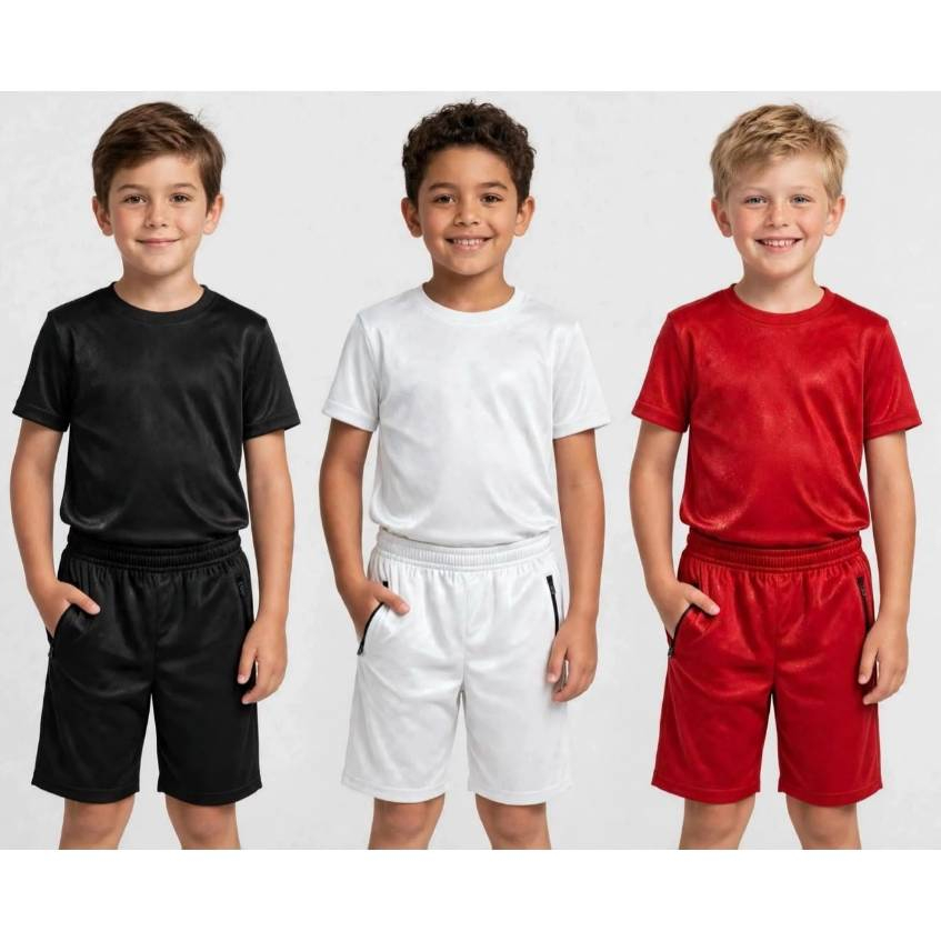 Kit 3 Conjuntos Infantis Bermuda e Camiseta Infantil Lazer Conforto e Estilo