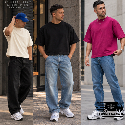 Camiseta Oversized Boxy Fit - Camisa Oversized  100% Algodão