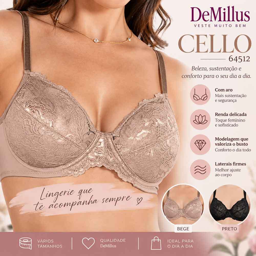 Sutiã de Renda com Aro Demillus Cello 64512