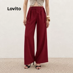 Lovito Calça Alfaitaria com Fivela e Bolsos Moda Feminina PTB21352165