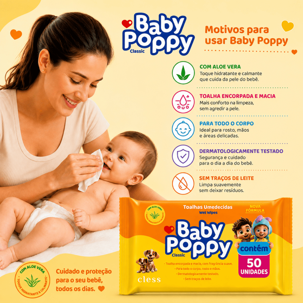 Baby Poppy Toalhas Umedecidas Classic 50 unidades — imagem 2 de 2