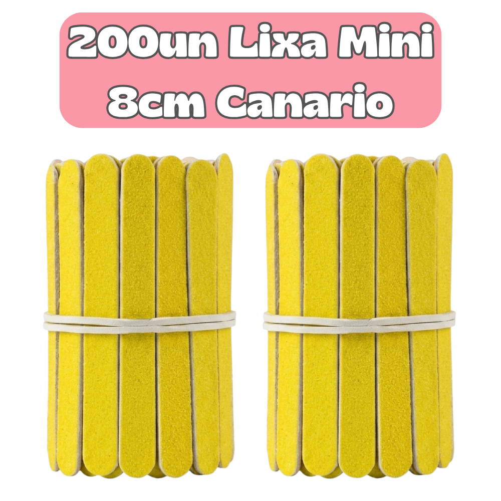 Kit 200 Mini Lixas CANÁRIO 8cm – Manicure Pedicure Unha Profissional Descartável Atacado