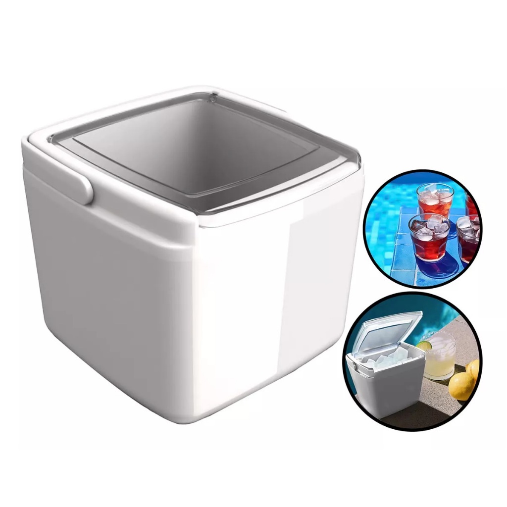 Caixa Cooler Para Gelo Portátil De 1,0litro Térmico Quadrada