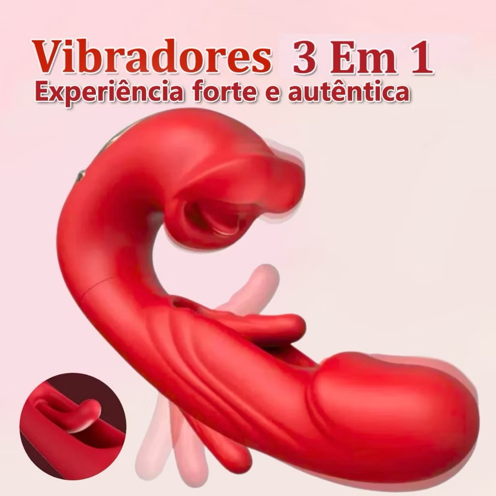 Vibrador Luxo 3 em 1 com Língua Batida e Mordida Massageador Ponto G Sex Shop NB-08