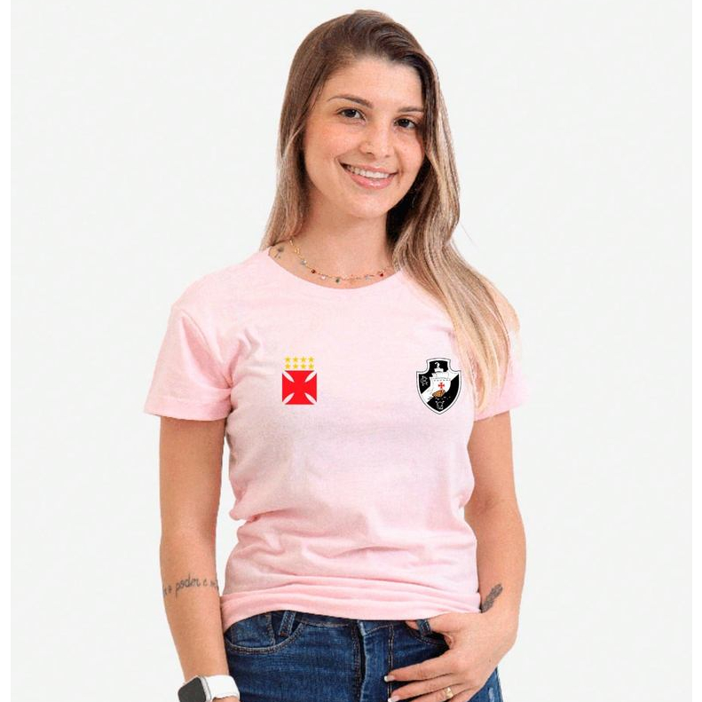 Camiseta Vasco 100% Algodão Baby Look Feminina P M G GG