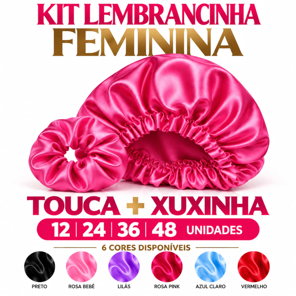 Kit 12/24/36/48 Toucas + Xuxinhas de Cetim | Proteção Capilar Antifrizz