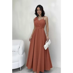VSTIDO LONGO COM LAÇO NO OMBRO, ALÇA UNICA REGULAVEL, CINTO, FORRO E BOJO | CASAMENTO, FESTA E CASUAL.