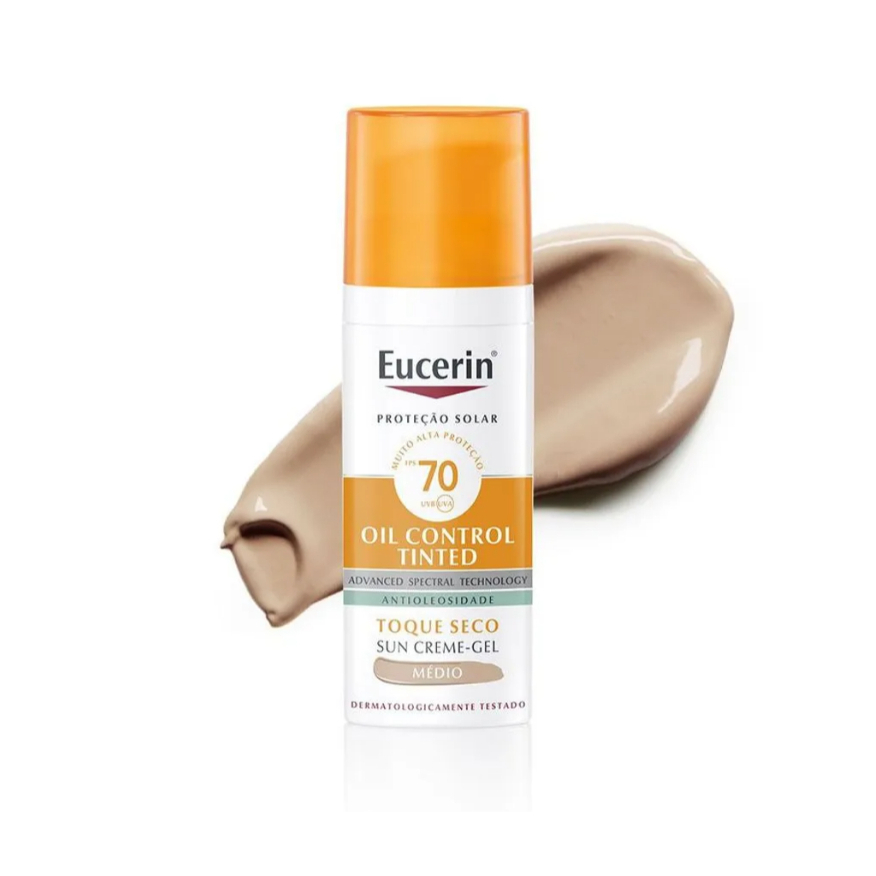 Protetor Solar Facial Creme-Gel Eucerin Sun Oil Control Tinted Médio FPS70 50ml