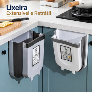 Lixeira Retrátil Dobrável para Cozinha de Pendurar na Porta do Armário Extensível Cesto de Lixo
