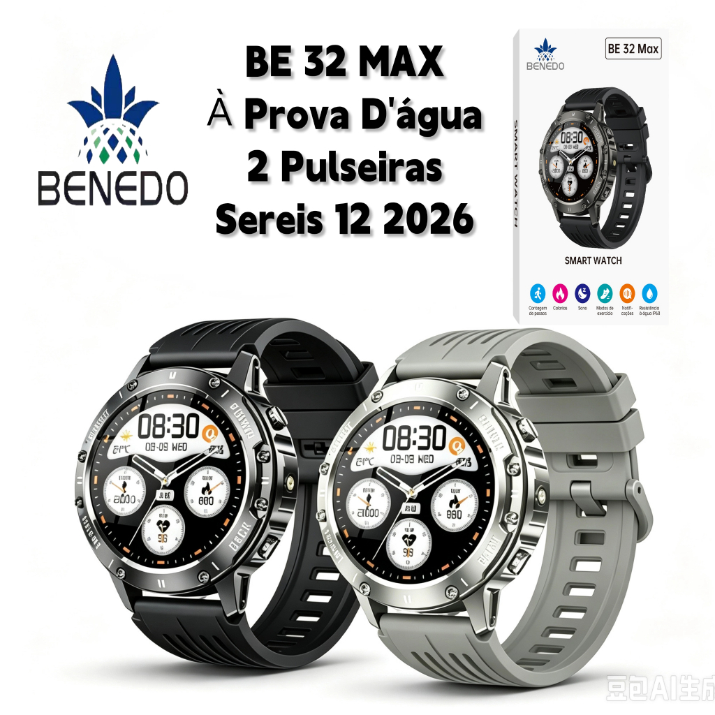 Smartwatch BE32 MAX Relógio digital masculino Series 12 2026 inteligente Amoled Aprova D'água IP68