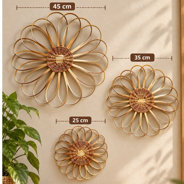 Flor de Taquara Artesanal para Parede Decoração Natural Boho