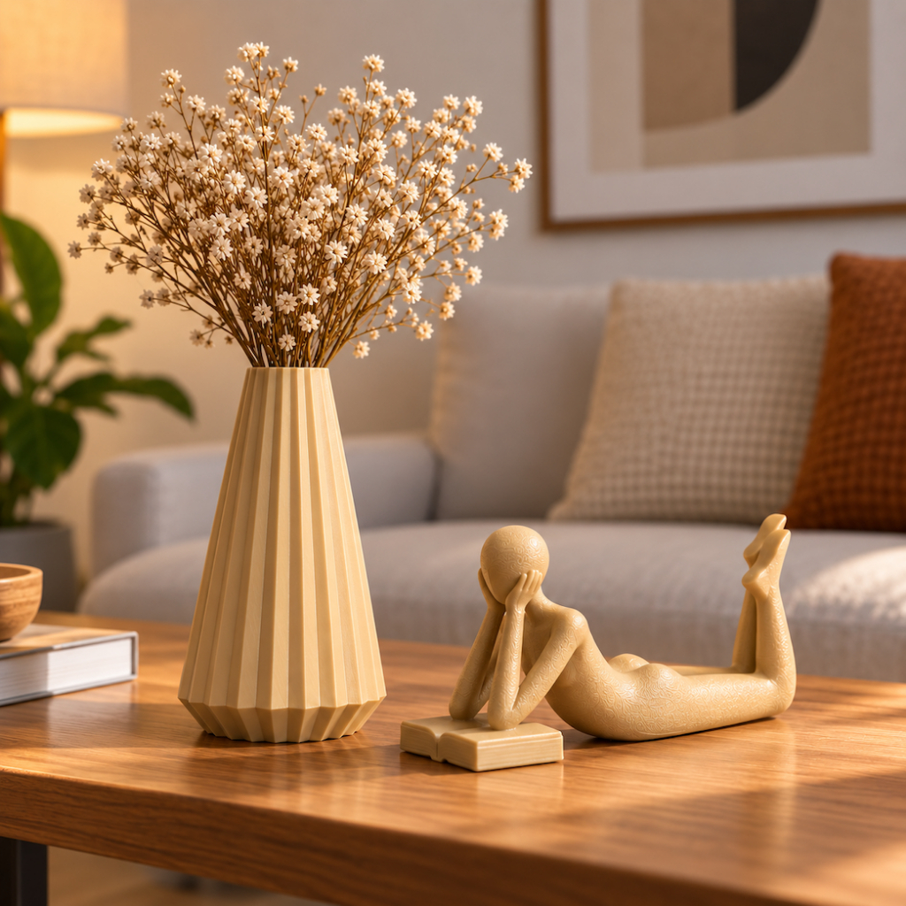Kit Decorativo Escultura Leitor com Vaso Moderno para Decoração Presente Estátua Estatueta