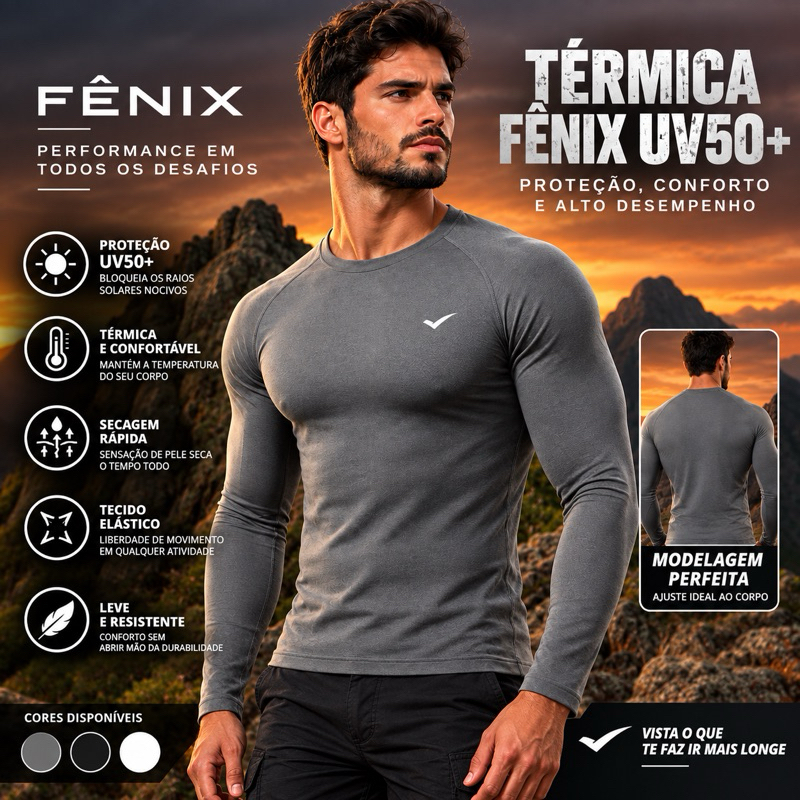 Térmica Masculina Proteção UV Fator 50+ SEGUNDA PELE