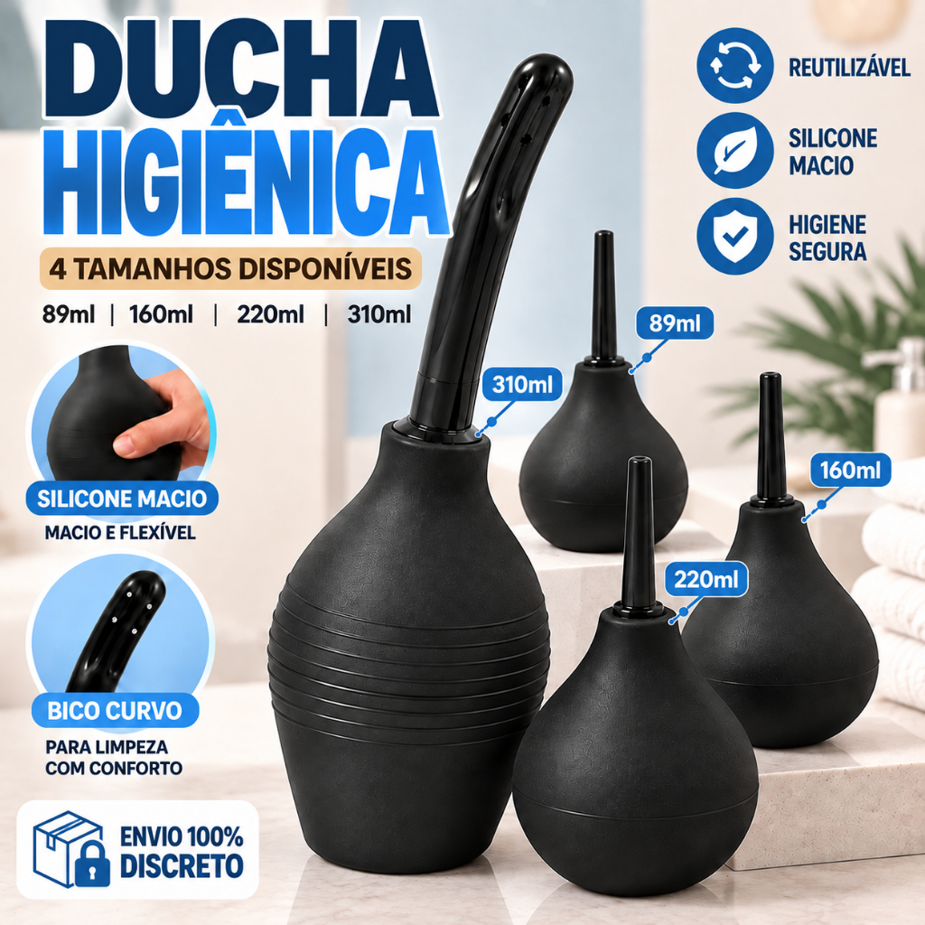 Ducha Higiênica Íntima Chuca Silicone Reutilizável com Bico Flexível 89ml 160ml 224ml 310ml Higiene Íntima Suave