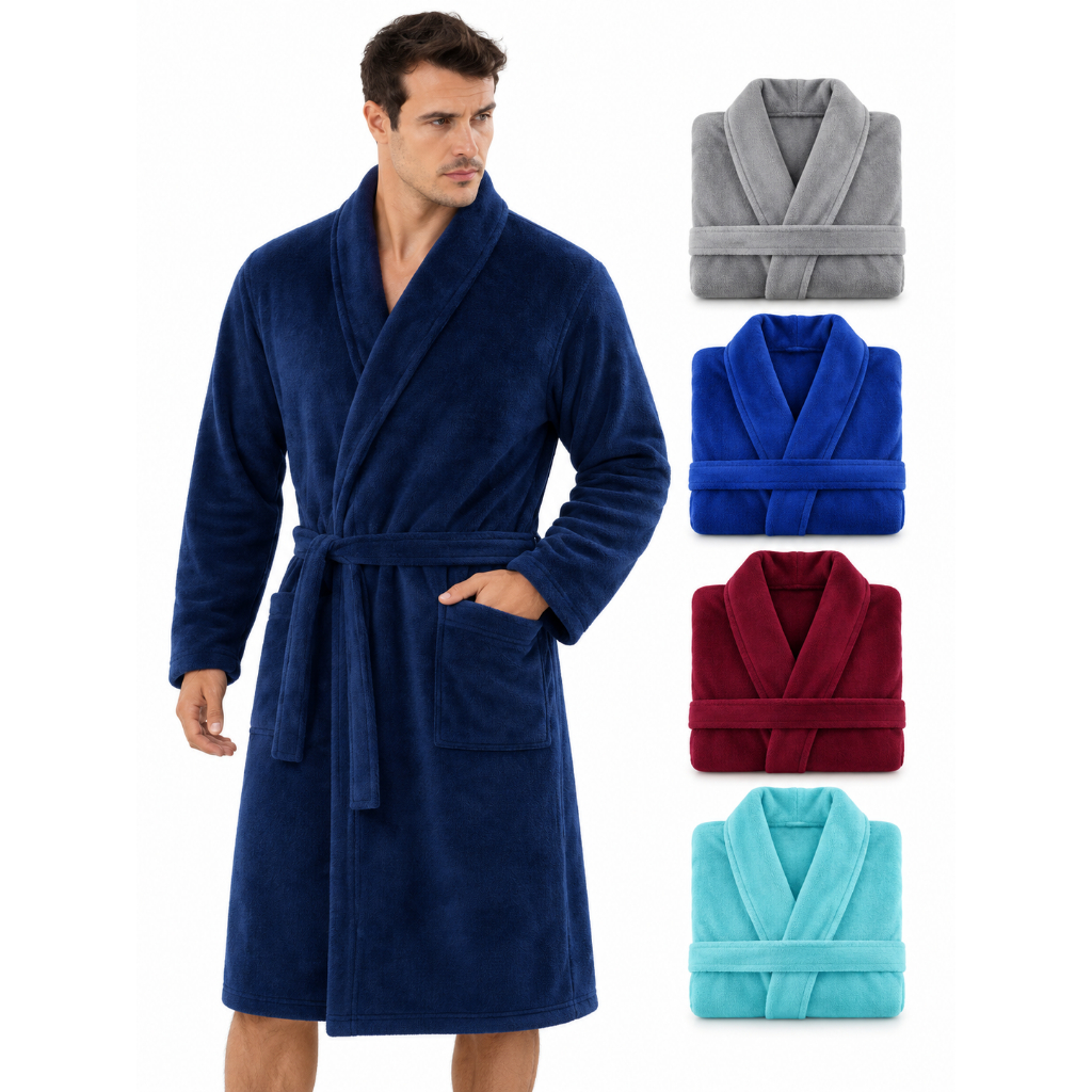Roupão de Banho Masculino Adulto Microfibra Manga Longa Premium Super Macio
