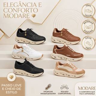 Tênis Feminino Modare Ultraconforto Casual Detalhe Dourado Zíper Confortável Calce Fácil Original