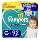 Fraldas Pampers Confort Sec G 92 unid