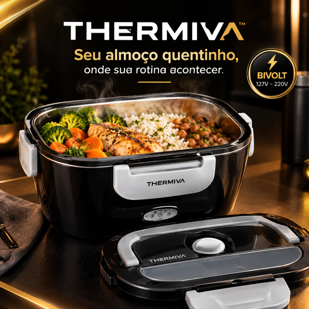 Marmiteira Elétrica Thermiva Bivolt Portátil Térmica para Trabalho e Faculdade Preta — imagem 1