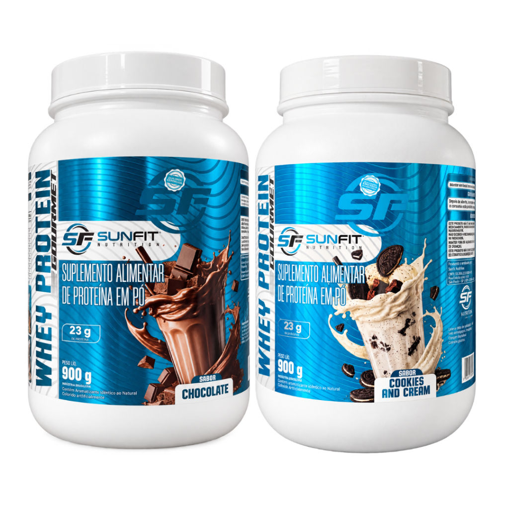 Kit 2 Whey Protein Gourmet Sunfit Nutrition 900g Cada - Baixo Carboidrato c/ 23g de Proteína