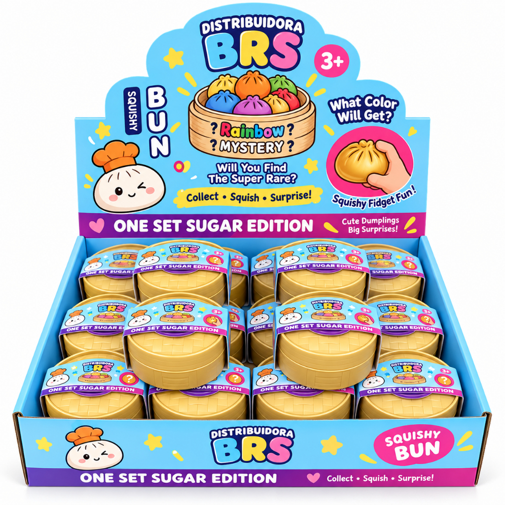Squishy Dumpling Surpresa Antiestresse Grande 8,5cm com Glitter Cores Sortidas Brinquedo Sensorial Relaxante