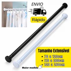 Varal extensível de aço inoxidável, várias opções de tamanho, para cortinas ou cortinas de banho
