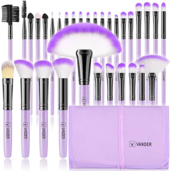 Kit 32 Peças Conjunto De Pincéis De Maquiagem Para Pó Sombra Delineador Lábios com estojo