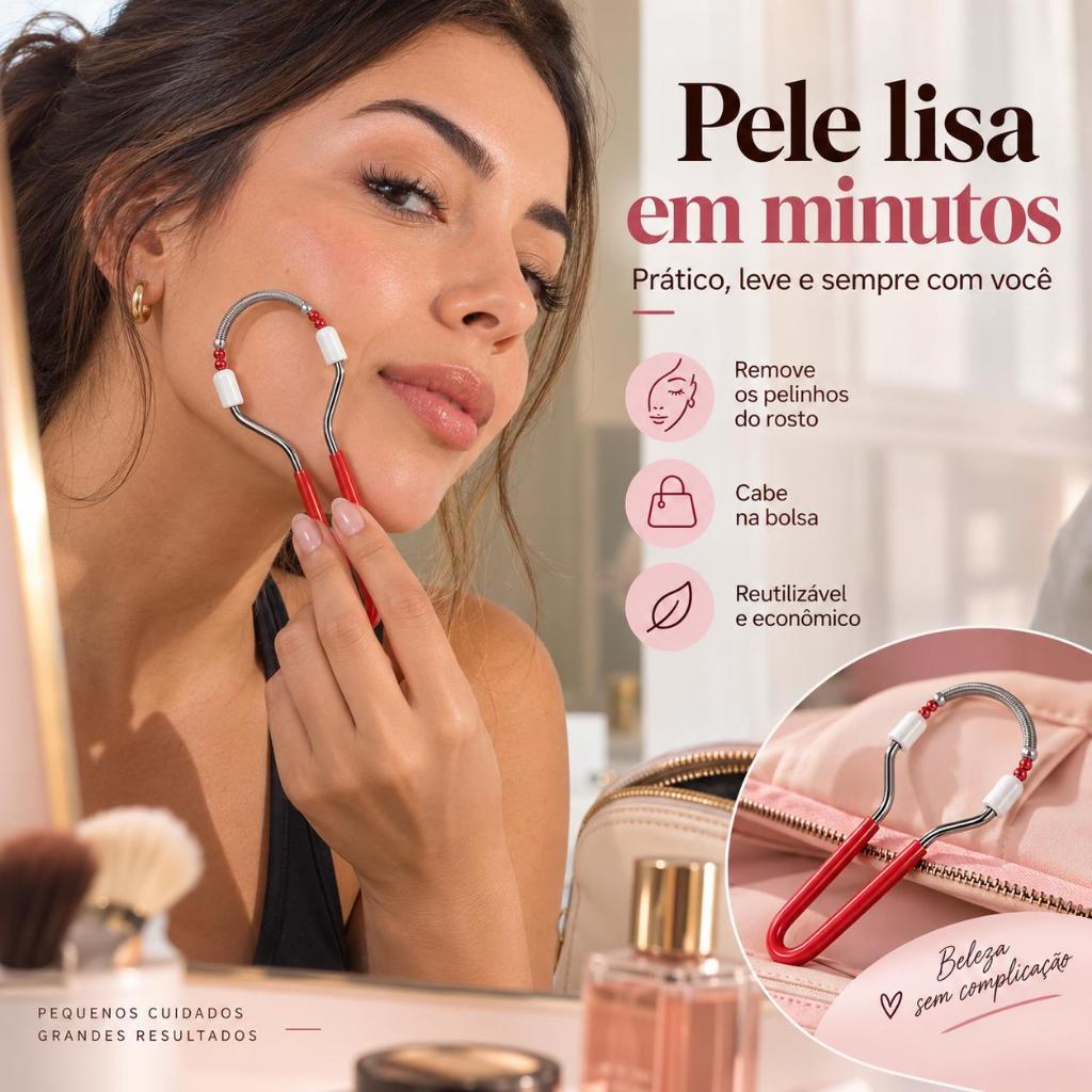 Depilador Facial de Mola Manual para Buço e Rosto – Reutilizável, Portátil e Fácil de Usar