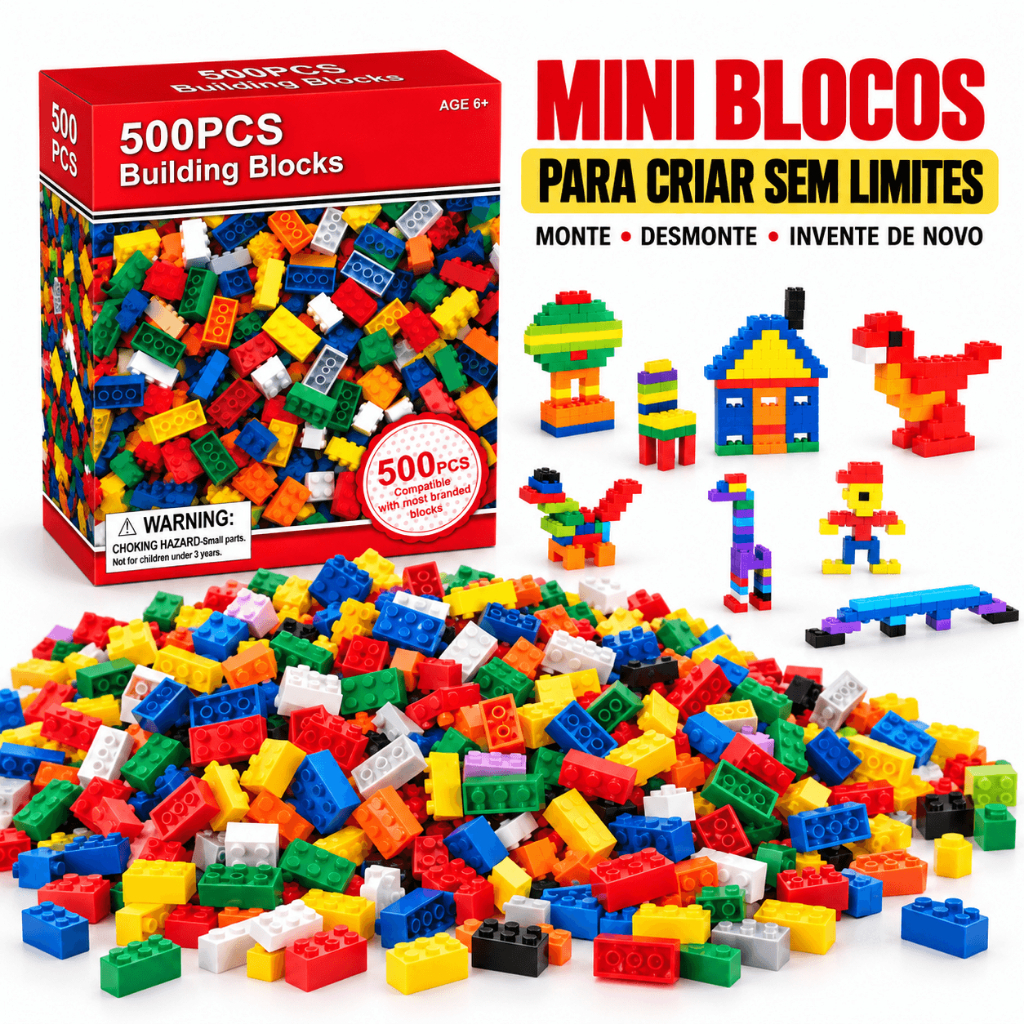 Kit Blocos Montar Educativo Brinquedo Interativo de Construir Encaixar Colorido Infantil Bloquinho Compatível ao leg