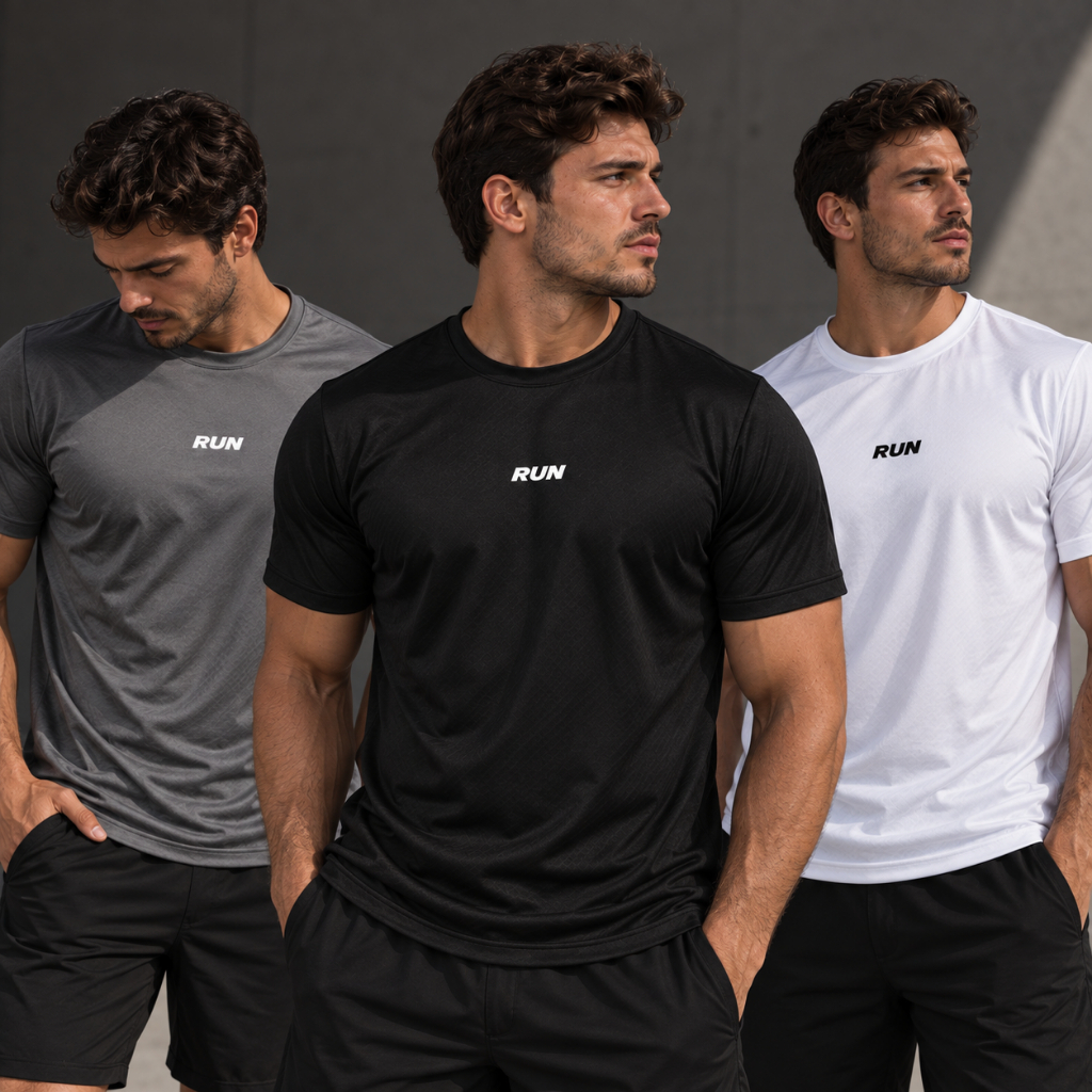 Kit 3 Camisetas Dry Fit Masculina RUN TRAINING Manga Curta Furadinha Academia Treino Corrida Esportiva Leve Respirável