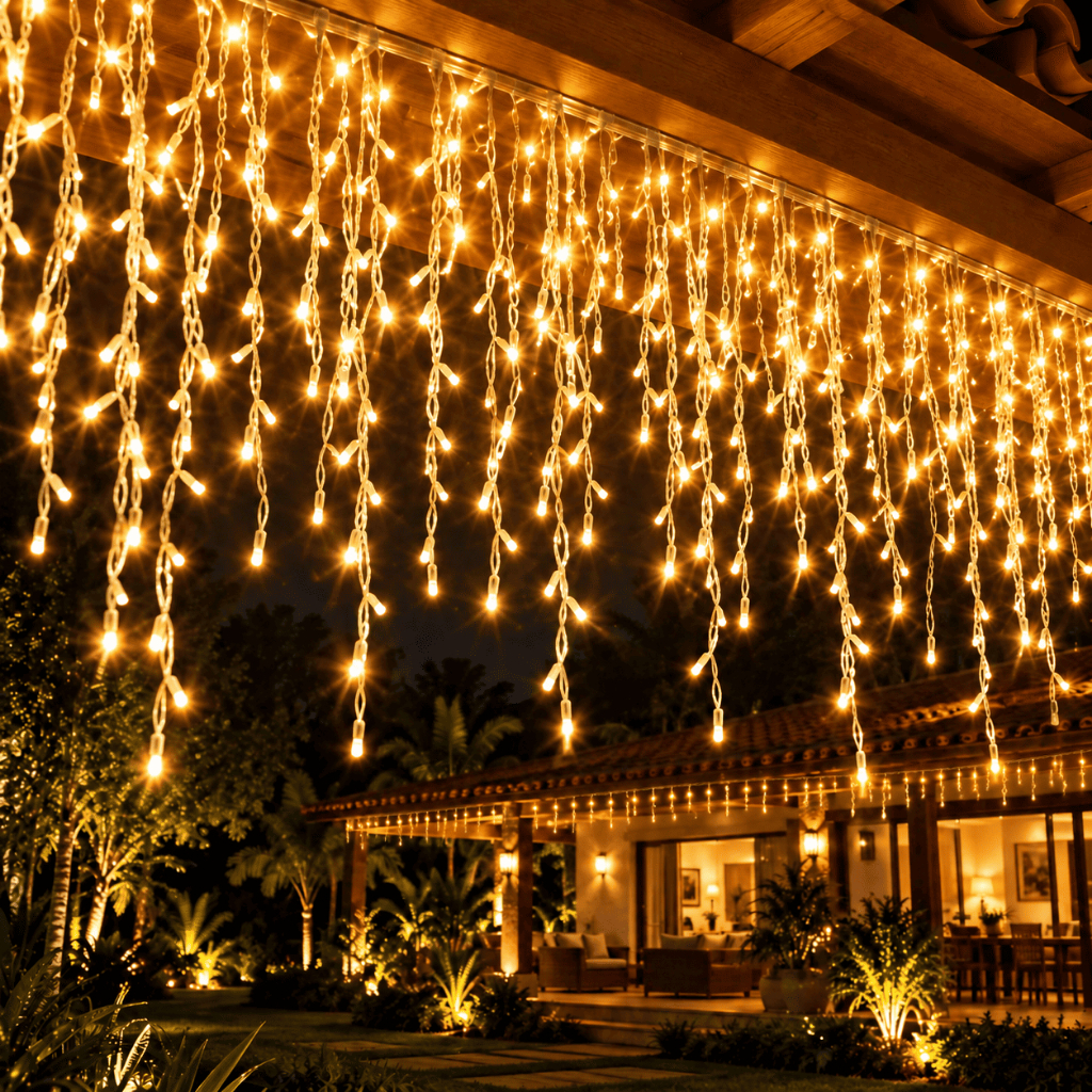 Cascata de Natal 400 Leds 10 Metros 8 Funções – Branco Quente, Colorido e Branco Frio