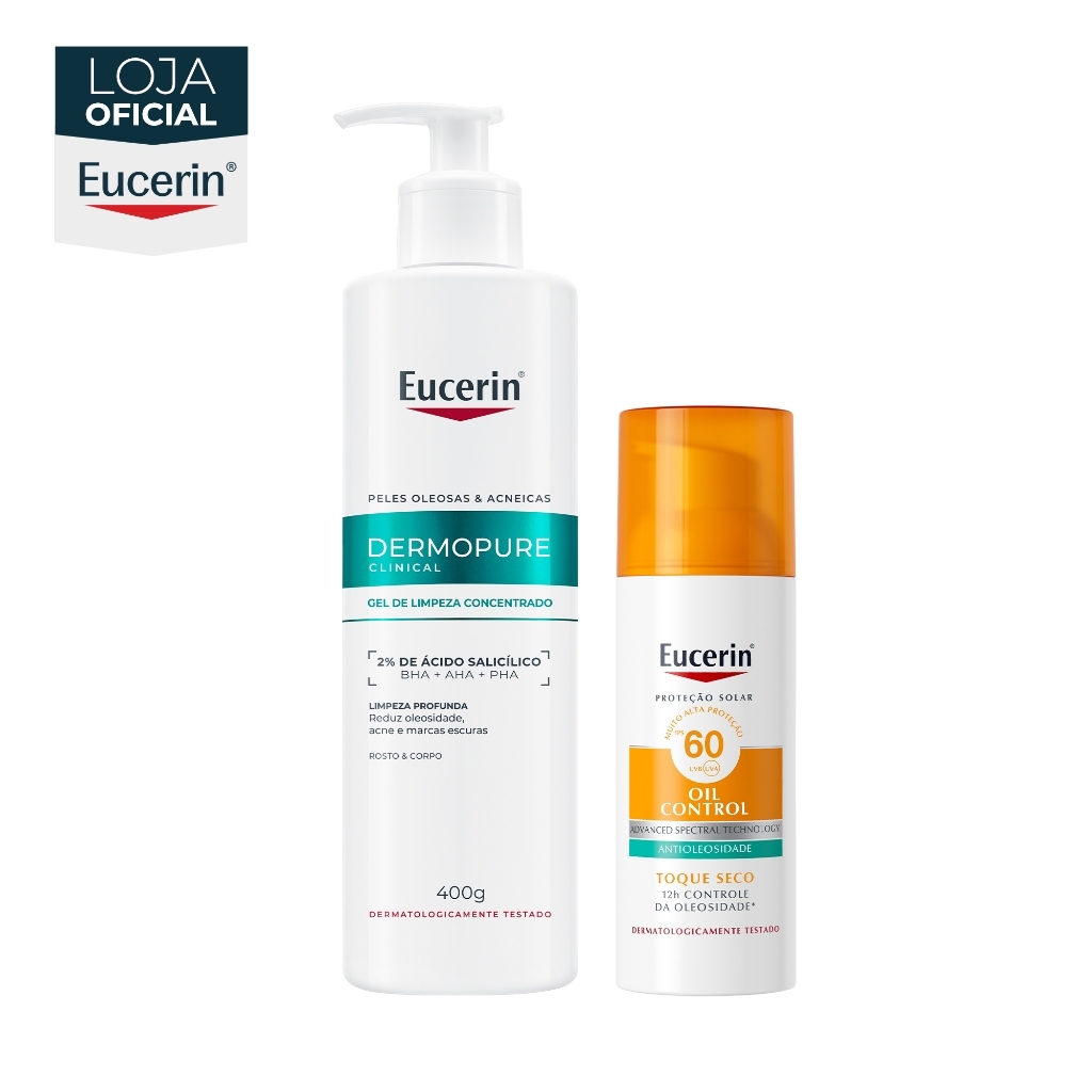 KIT EUCERIN Dermopure Gel de Limpeza Concentrado 400ml + Protetor Solar Oil Control FPS 60 50ml