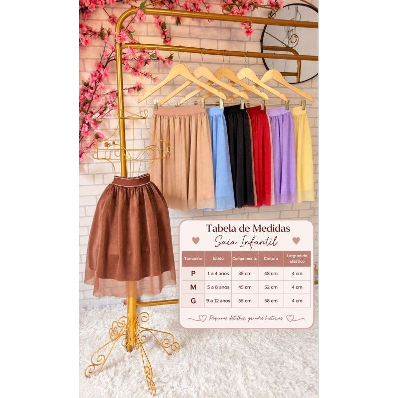 Saia de tule infantil brilhor