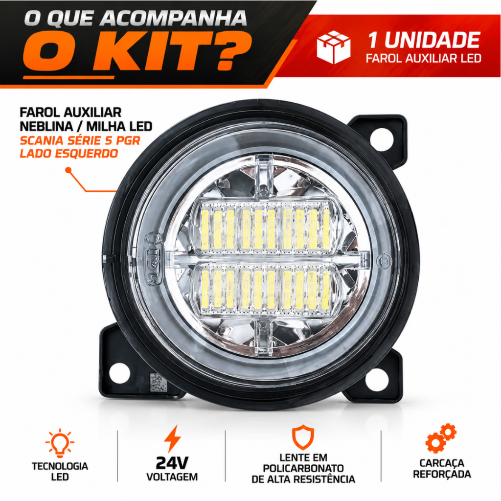 Farol Auxiliar Neblina Milha Led Scania Série 5 PGR  L/E — foto 5
