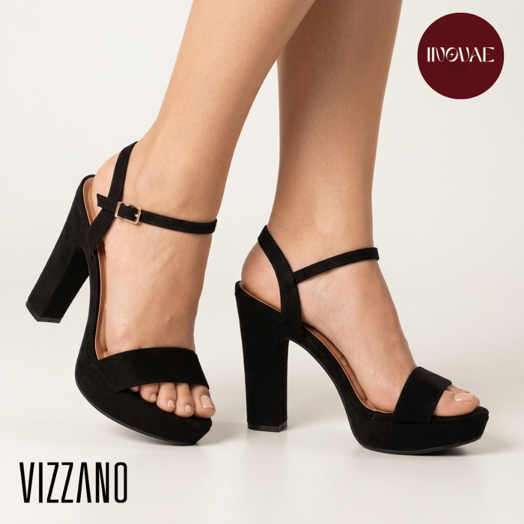Sandália Plataforma Vizzano Confortável Feminina Salto Alto Grosso Meia Pata Bloco Conforto Original