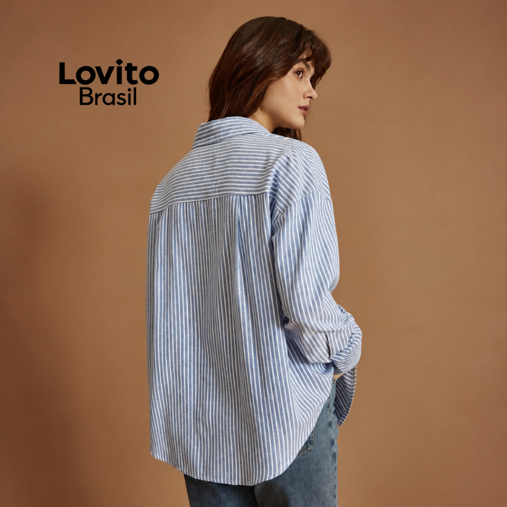 Lovito Camisa Feminina Casual Listrada BLB34UD002 · foto 2
