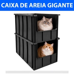 Kit 2 Caixas De Areia Gato Pet Plástica 61 Litros Grande Resistente Organizadora C/ Abertura Frontal