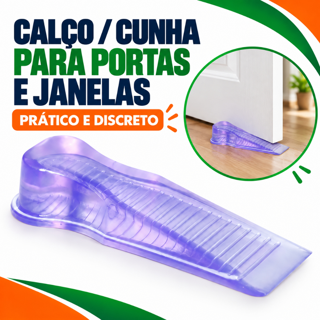 Calço Cunha Prendedor Trava Porta Janela Antivento Prático Discreto Resistente Transparente Seguro Silicone Maciço