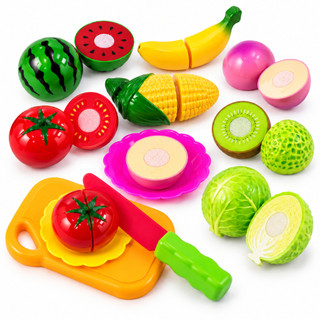Kit Comidinhas Frutas e Legumes de Brinquedo Infantil Cozinha Faz de Conta Interativo Little Home