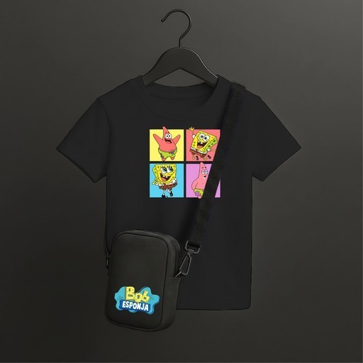 Camiseta Bob Esponja Estampada Com Personagens Pronta Para Entrega Modelo Casual Confortável Para Uso No Dia A Dia