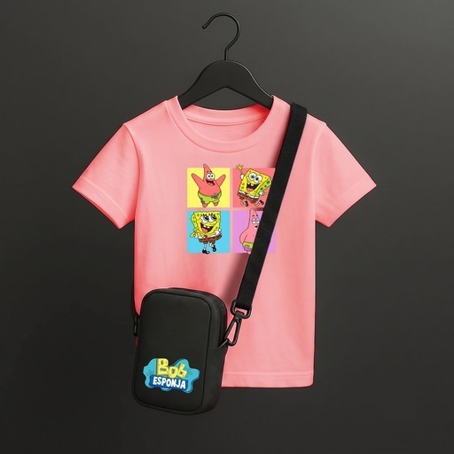 Camiseta Bob Esponja Estampa De Personagens Pronta Para Entrega Modelo Casual Confortável E Estiloso