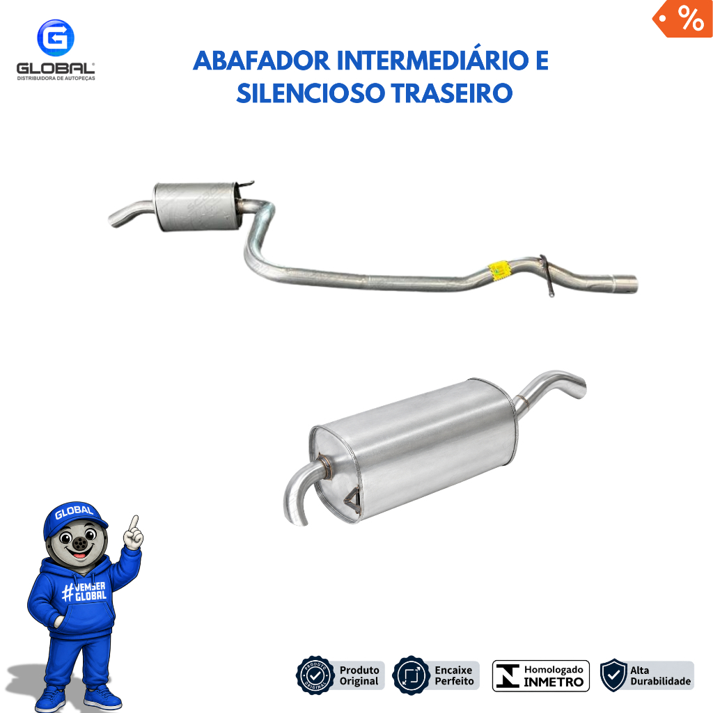 Escapamento Silencioso Traseiro e Abafador Intermediario Ecosport 1.6 8v Scapex