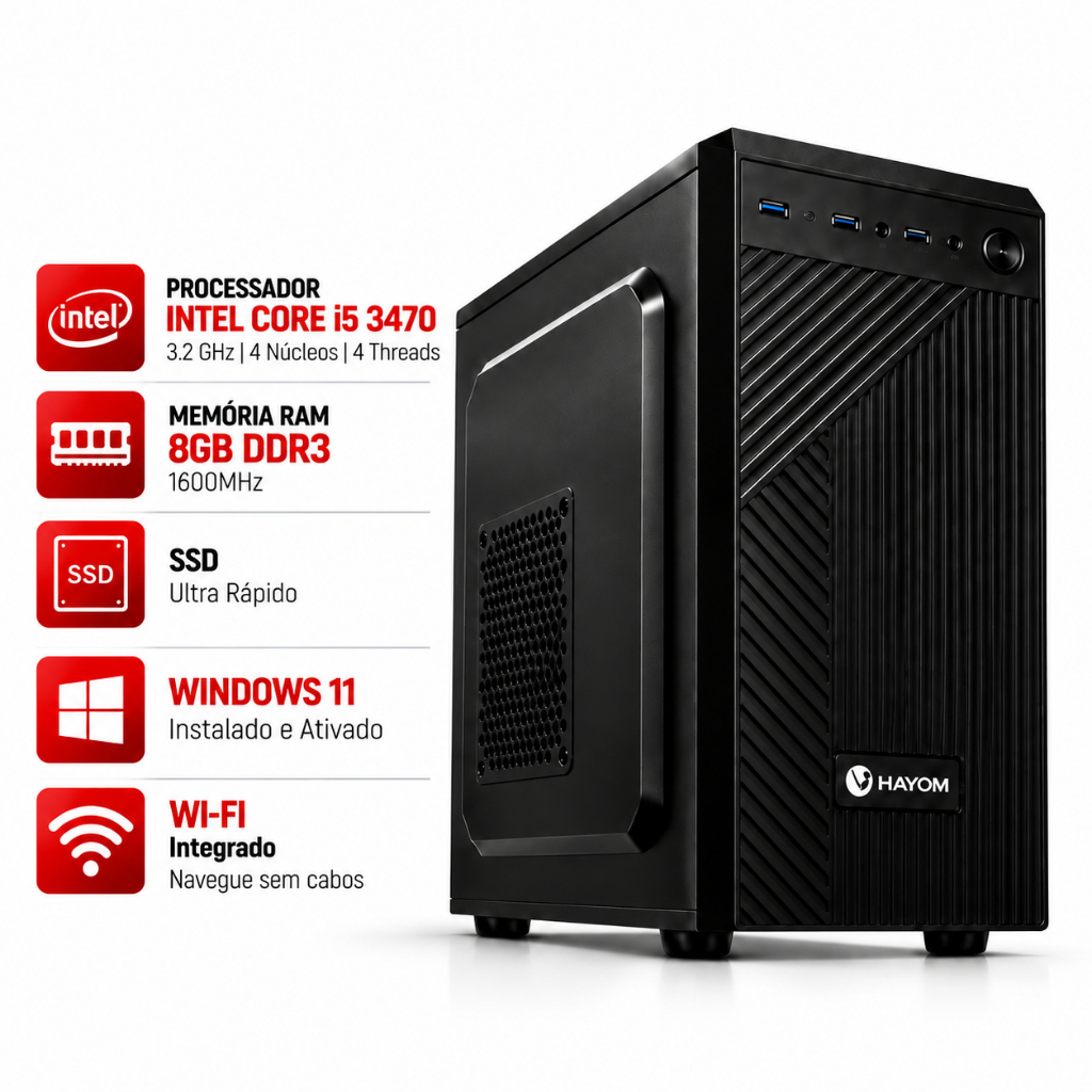 Computador Completo Intel Core I5 3470 *240GB* + *8GB* DDR3 1600MHz SSD LGA 1155 PC Desktop