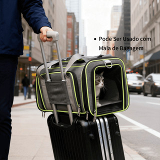 Bolsa Pet Expansível Dobrável Respirável para Gatos e Pets Pequenos com Alça e Uso em Viagem